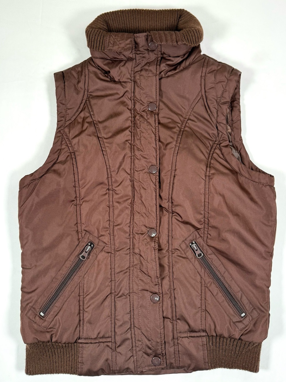 VINTAGE WET SEAL Womens Puffer Vest L Y2K McBling Mall Goth Model Off Duty Indie